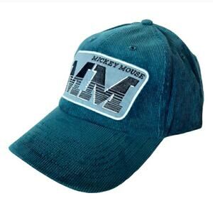 Disney Parks WDW Mickey Mouse Mens Baseball Cap Hat Corduroy Teal NWT